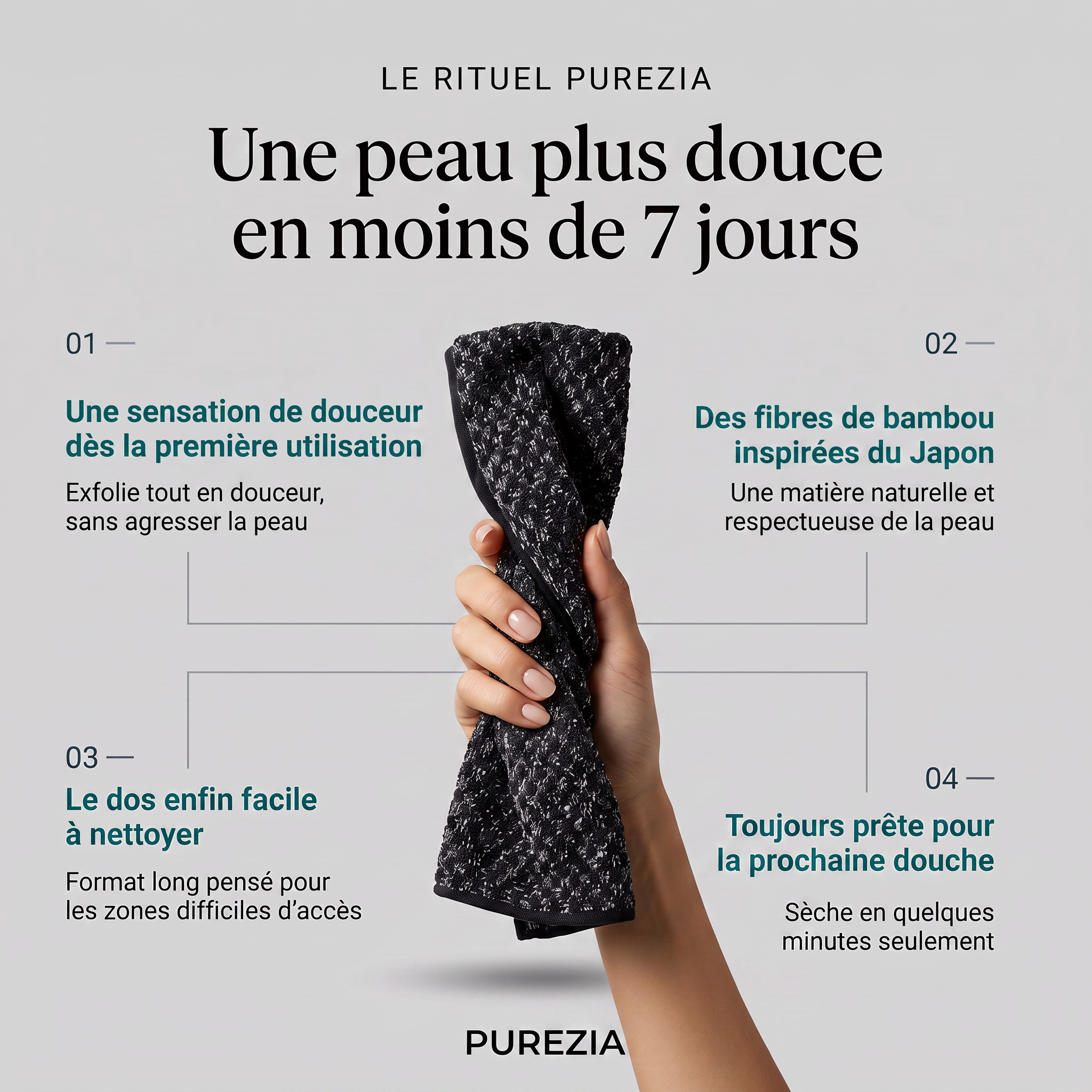 Serviette de douche exfoliante